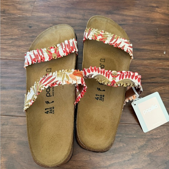 NWT Papillio Curaçao III Red and Beige Flower Sandals-Size 41 euro, US 10 - Picture 3 of 7